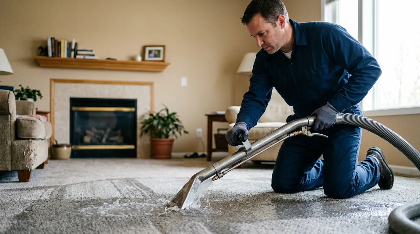 Water damage restoration technician working near Hardesty, OK